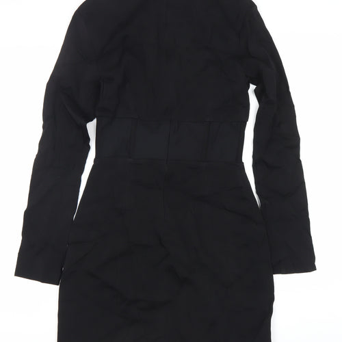 Zara Women’s Black Bodycon Short Dress Size 8 Long Sleeve Partywear