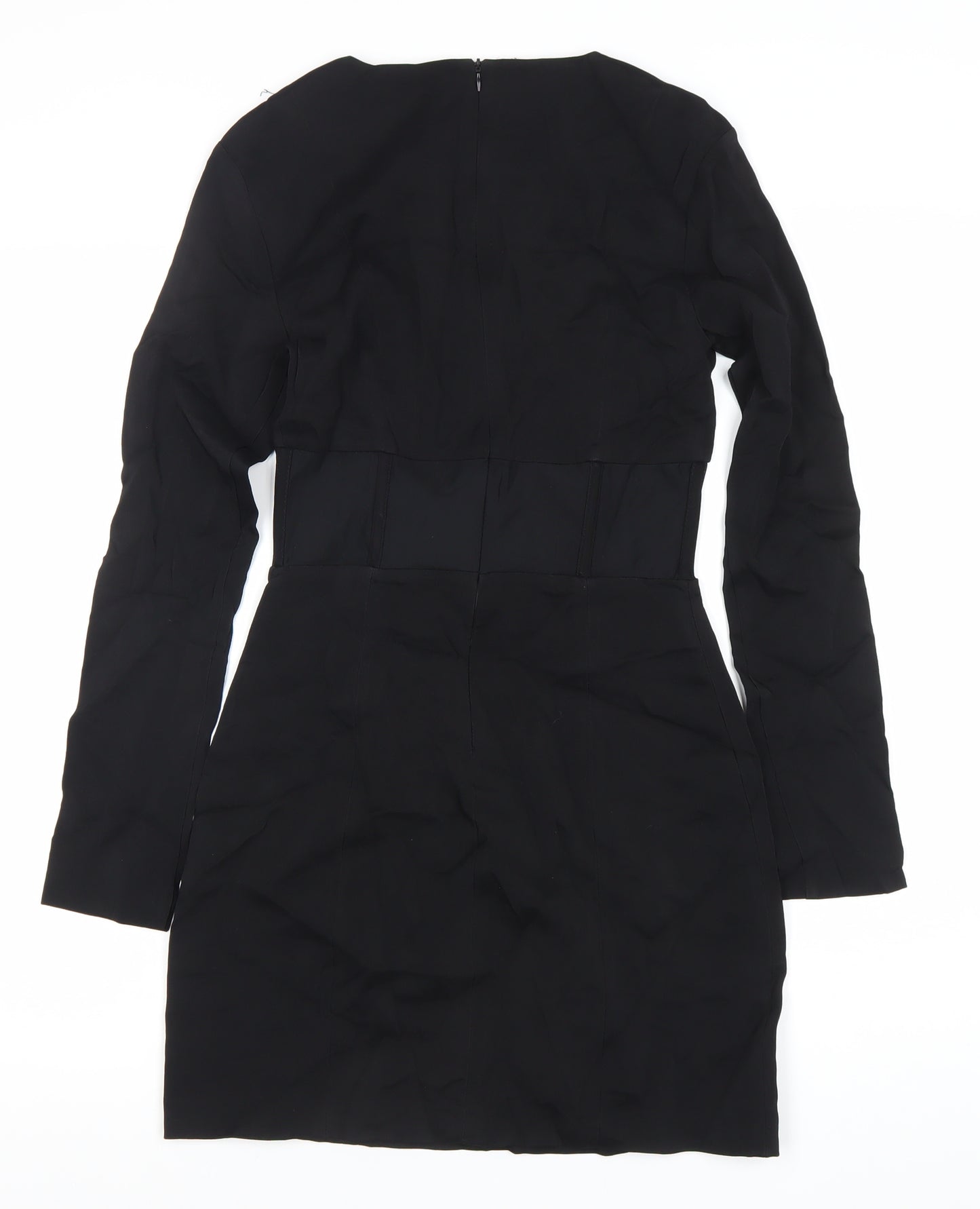 Zara Women’s Black Bodycon Short Dress Size 8 Long Sleeve Partywear
