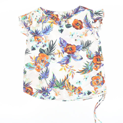 MNG Women’s Multicoloured Floral Cotton Tunic Blouse Size 10