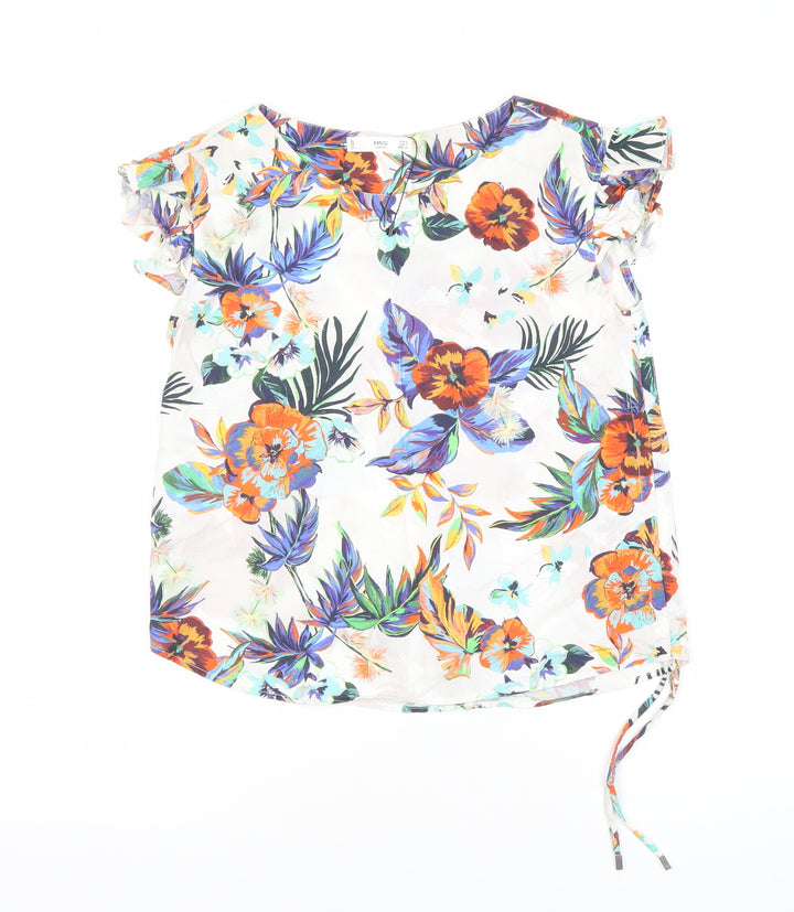 MNG Women’s Multicoloured Floral Cotton Tunic Blouse Size 10