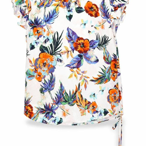 MNG Women’s Multicoloured Floral Cotton Tunic Blouse Size 10