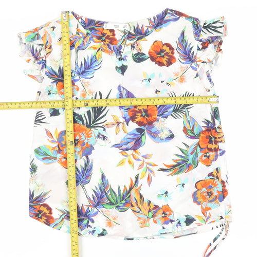 MNG Women’s Multicoloured Floral Cotton Tunic Blouse Size 10
