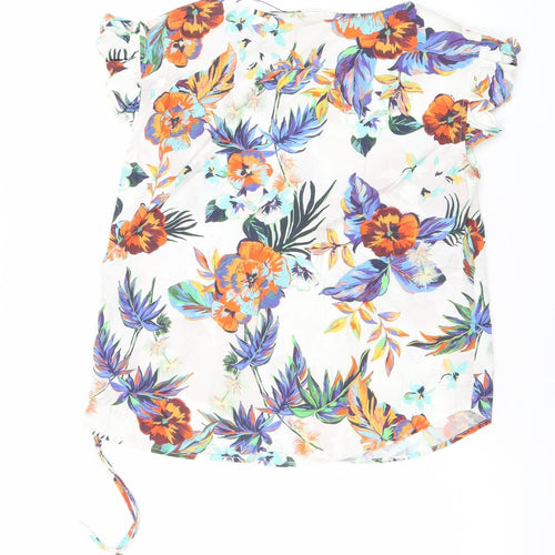 MNG Women’s Multicoloured Floral Cotton Tunic Blouse Size 10