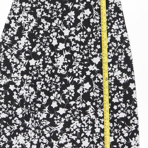 QED London Womens Black Floral Midi Slip Dress UK 8 Summer Party