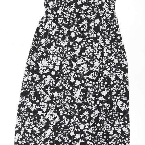 QED London Womens Black Floral Midi Slip Dress UK 8 Summer Party