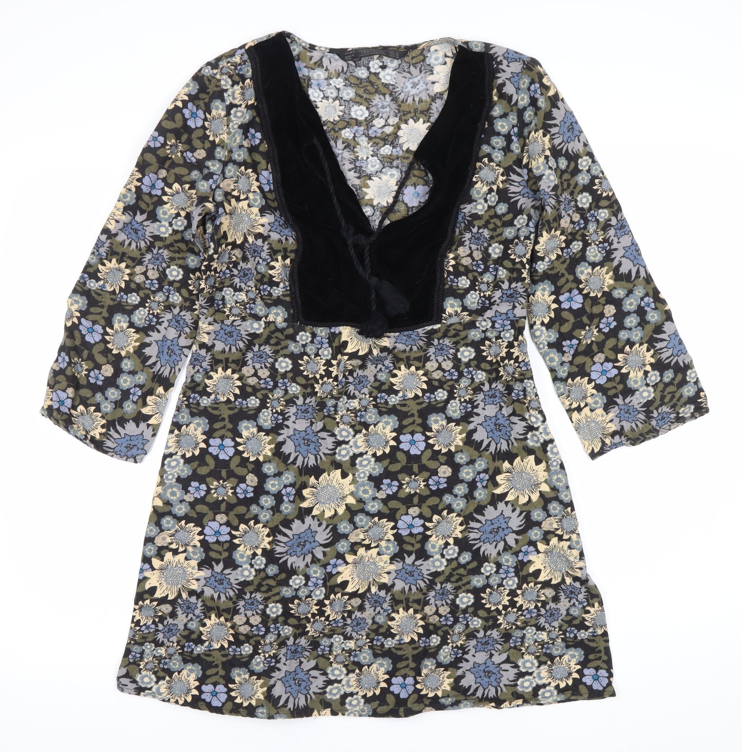 QED London Women’s Multicoloured Floral Shift Dress Size 8 V-Neck