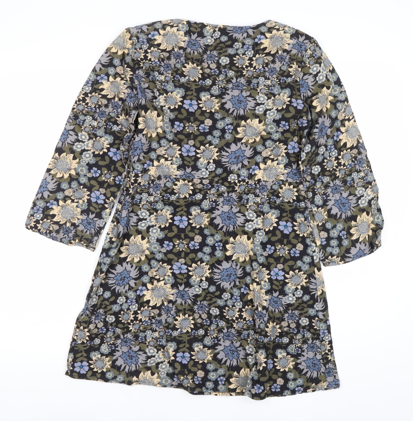 QED London Women’s Multicoloured Floral Shift Dress Size 8 V-Neck
