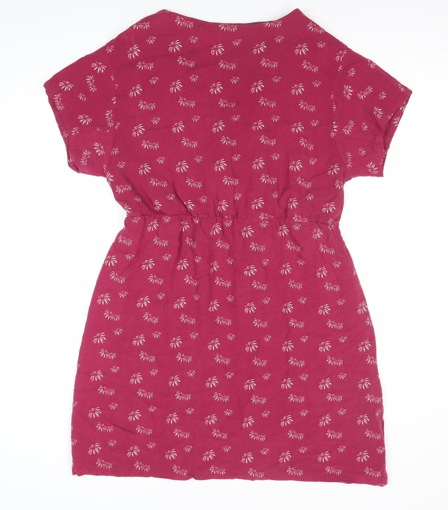 Ness Women Red Floral Wrap Dress Size 16 Knee Length Viscose
