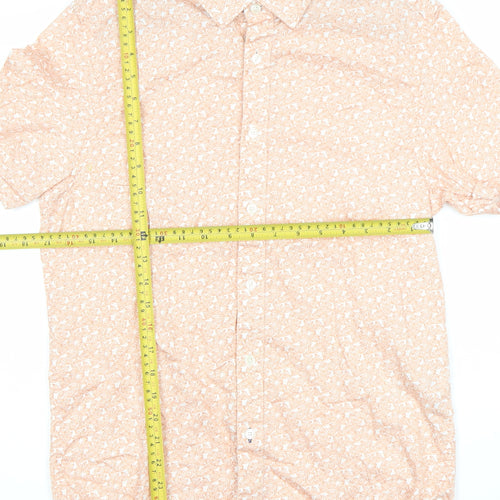 Ted Baker Men’s Orange Floral Short Sleeve Cotton Shirt Size M