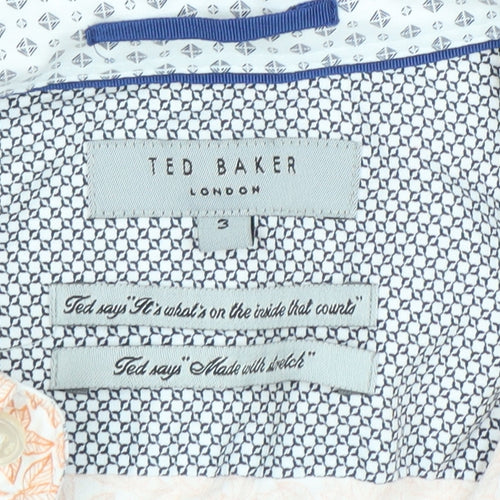 Ted Baker Men’s Orange Floral Short Sleeve Cotton Shirt Size M