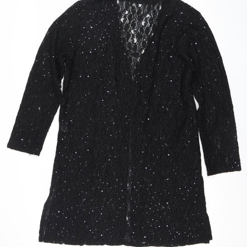 Tansel Womens Black Sequin Lace Tunic Blouse Size S Party Top
