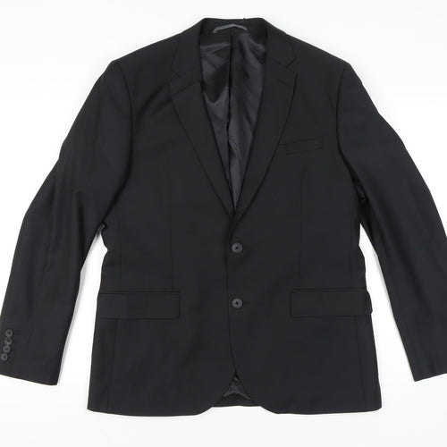 Jacamo Men Black 42R Regular Fit Blazer Jacket Wool Blend