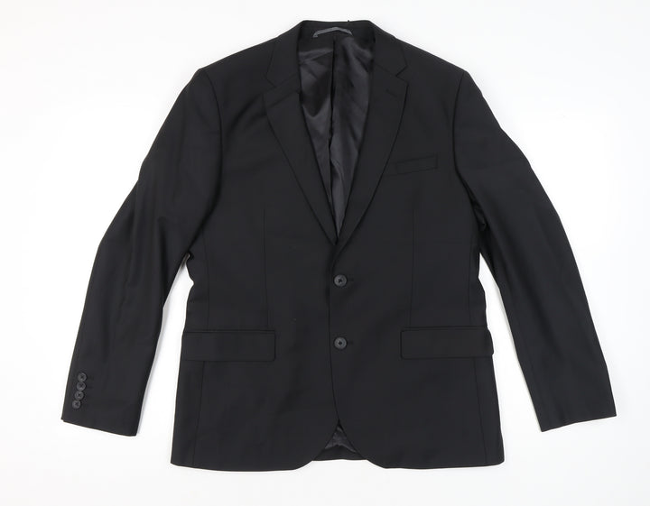 Jacamo Men Black 42R Regular Fit Blazer Jacket Wool Blend