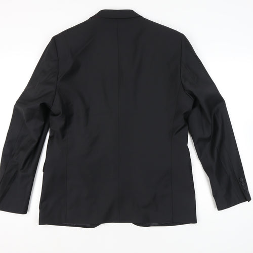 Jacamo Men Black 42R Regular Fit Blazer Jacket Wool Blend