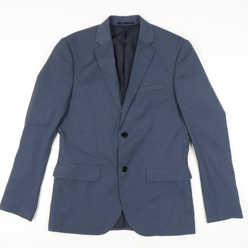 H&M Men’s Blue Slim Fit Blazer Jacket 40R Notch Lapel Two Button