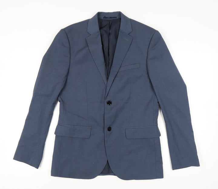 H&M Men’s Blue Slim Fit Blazer Jacket 40R Notch Lapel Two Button