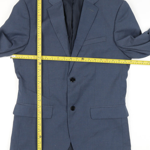 H&M Men’s Blue Slim Fit Blazer Jacket 40R Notch Lapel Two Button
