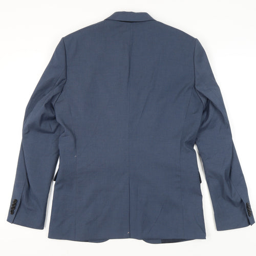 H&M Men’s Blue Slim Fit Blazer Jacket 40R Notch Lapel Two Button