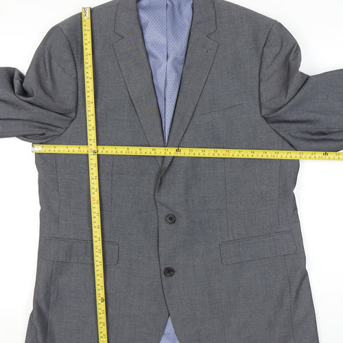 Primark Mens Grey Blazer Jacket Regular Fit Size 44R Smart Formal