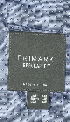 Primark Mens Grey Blazer Jacket Regular Fit Size 44R Smart Formal