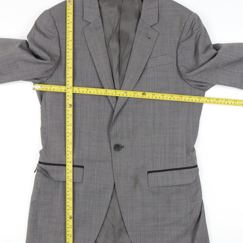 Topman Mens Grey Suit Jacket Blazer 36 Chest Classic Notch Lapel