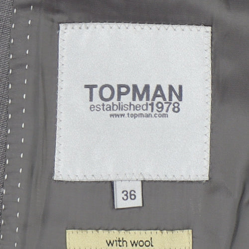 Topman Mens Grey Suit Jacket Blazer 36 Chest Classic Notch Lapel
