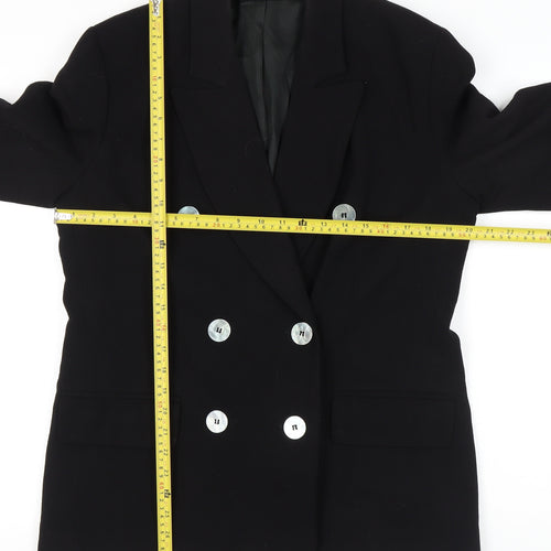 J. Taylor Womens Black Wool Double-Breasted Blazer Size 12