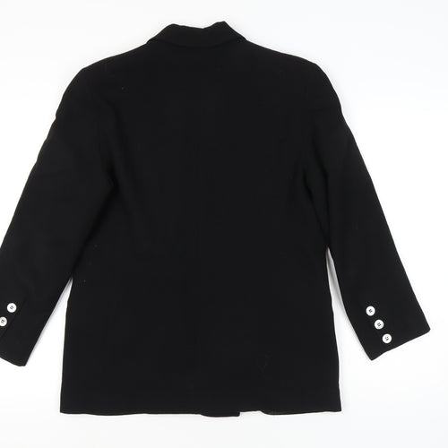 J. Taylor Womens Black Wool Double-Breasted Blazer Size 12