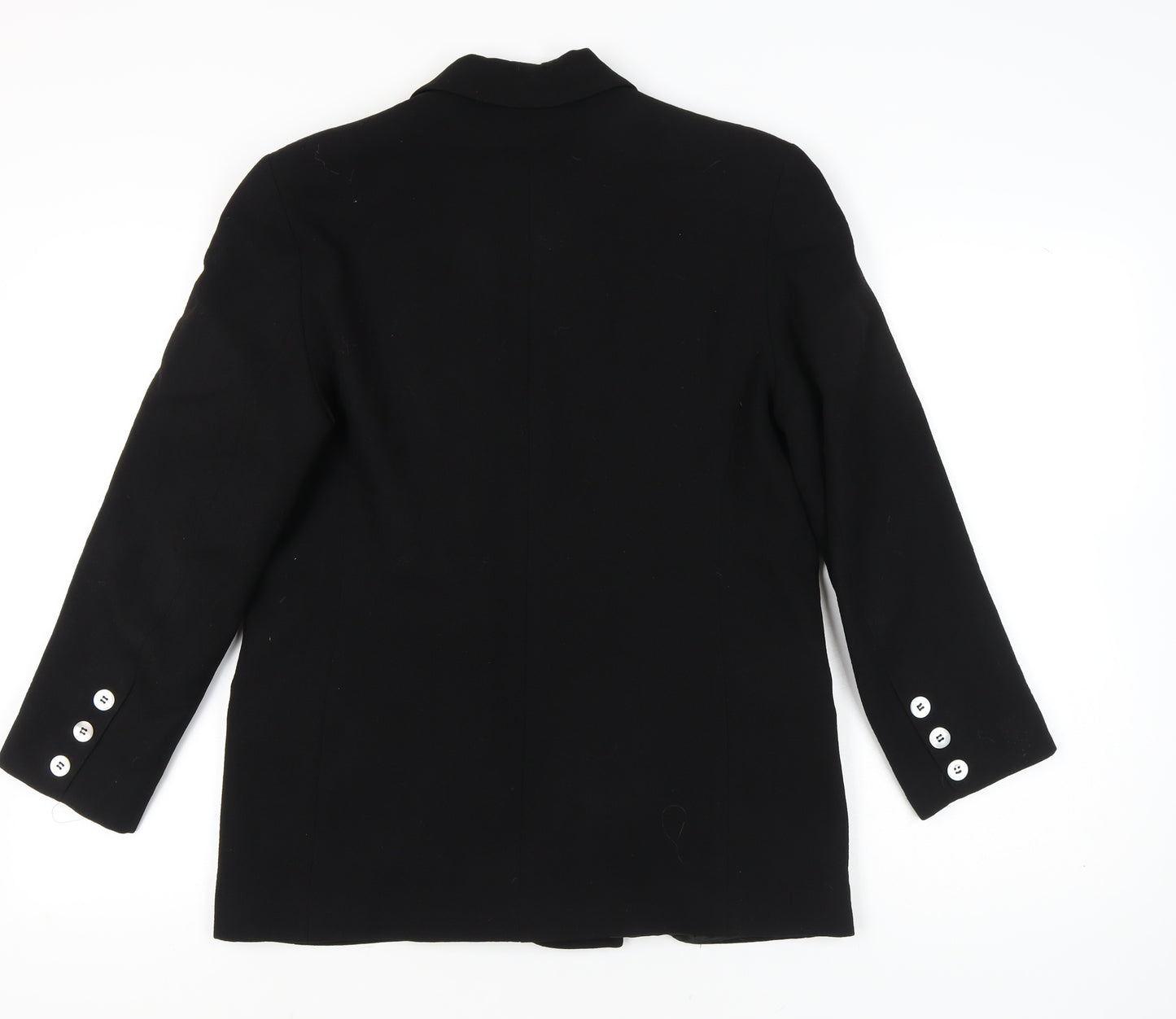 J. Taylor Womens Black Wool Double-Breasted Blazer Size 12