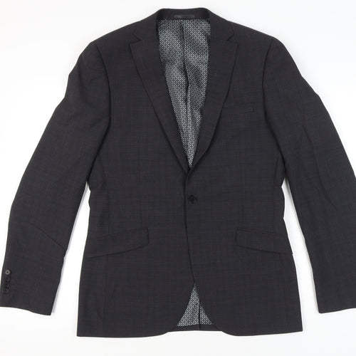 Next Men’s Grey Wool Blend Blazer Jacket 40 Long Single Breasted