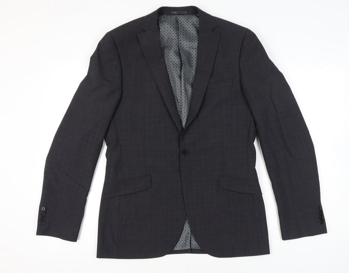 Next Men’s Grey Wool Blend Blazer Jacket 40 Long Single Breasted