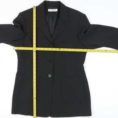 Planet Womens Black Size 12 Regular Fit Three-Button Suit Jacket