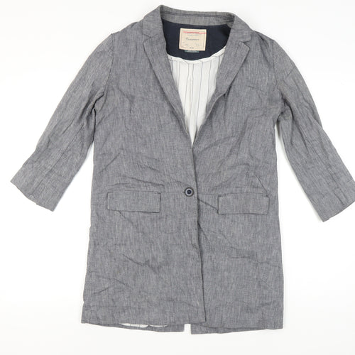 Cartonnier Womens Grey Linen Blend Blazer Jacket Size S