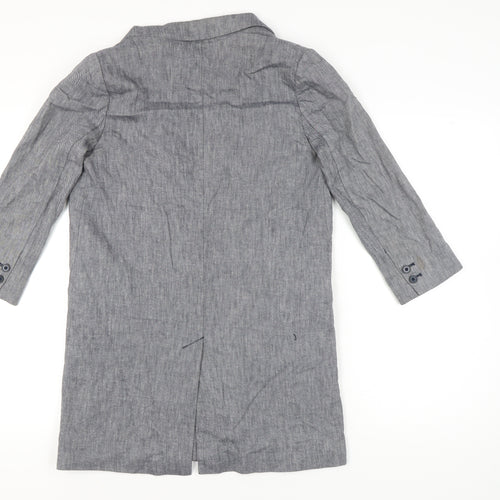 Cartonnier Womens Grey Linen Blend Blazer Jacket Size S
