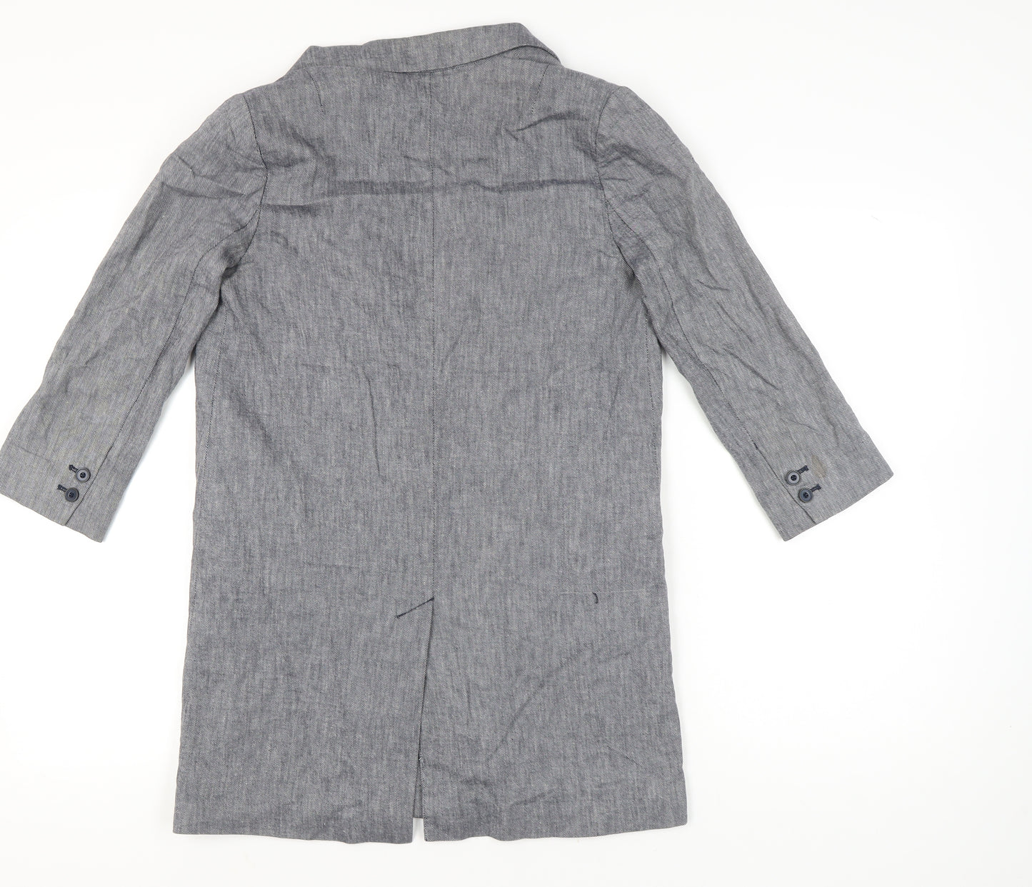 Cartonnier Womens Grey Linen Blend Blazer Jacket Size S