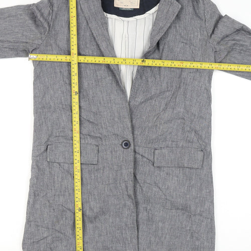 Cartonnier Womens Grey Linen Blend Blazer Jacket Size S