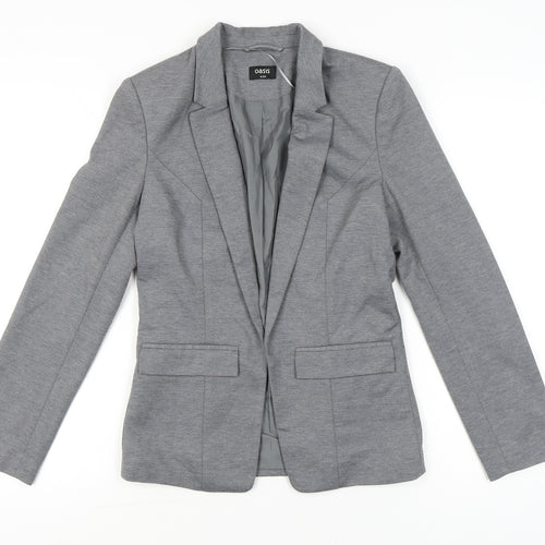 Oasis Women’s Grey Blazer Jacket Size 8 Regular Fit Notch Lapel