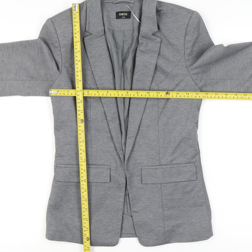Oasis Women’s Grey Blazer Jacket Size 8 Regular Fit Notch Lapel