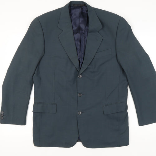 Next Mens Blue Wool Blend 40R Regular Fit Blazer Jacket