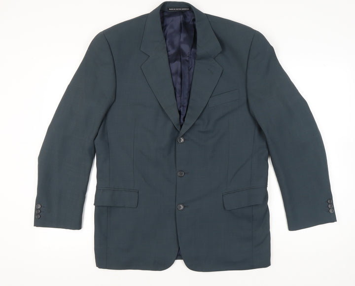 Next Mens Blue Wool Blend 40R Regular Fit Blazer Jacket