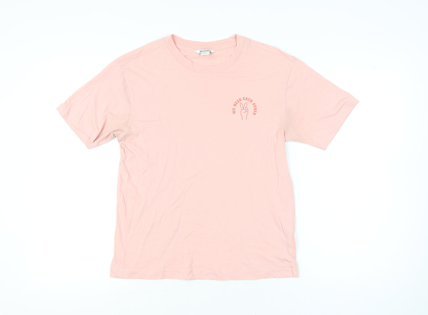 Monki Womens Pink XS Crew Neck Short Sleeve Cotton T-Shirt