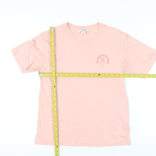 Monki Womens Pink XS Crew Neck Short Sleeve Cotton T-Shirt