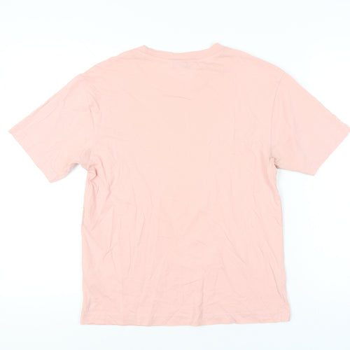 Monki Womens Pink XS Crew Neck Short Sleeve Cotton T-Shirt