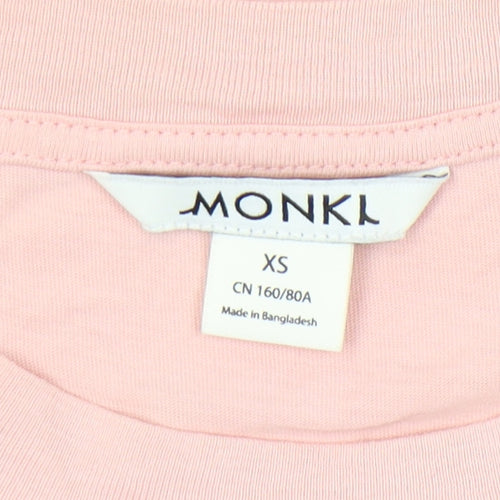 Monki Womens Pink XS Crew Neck Short Sleeve Cotton T-Shirt