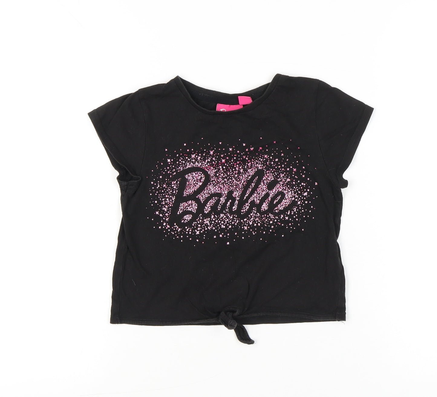 Barbie Girls Black Glitter Logo T-Shirt 9-10 Years Short Sleeve Casual