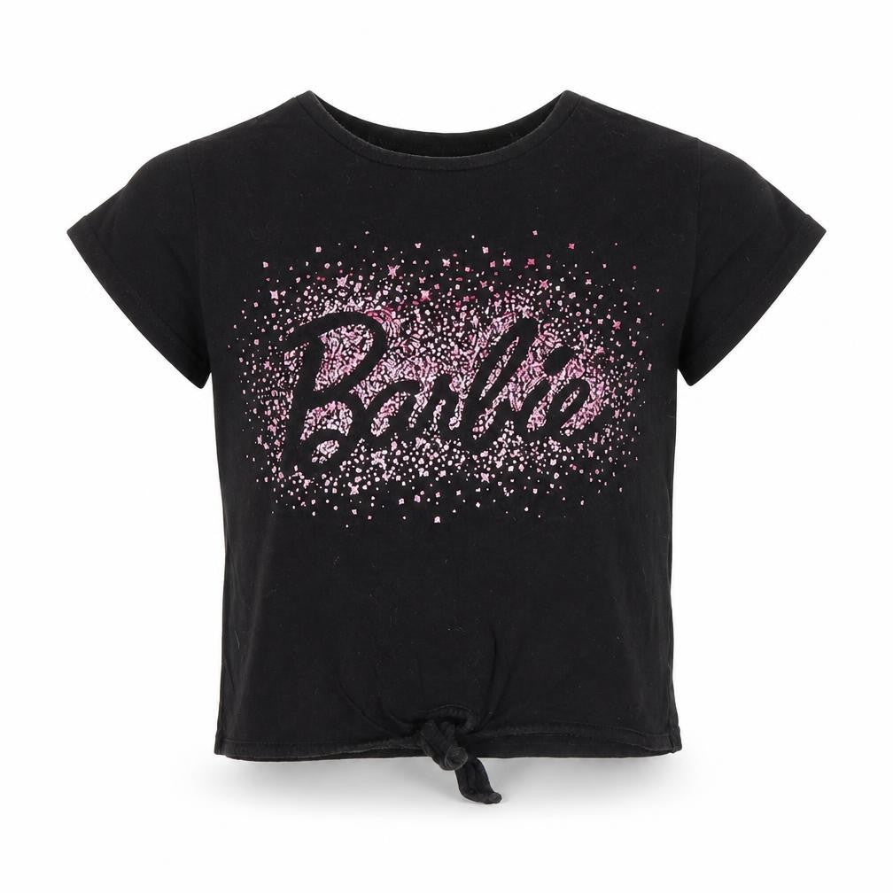 Barbie Girls Black Glitter Logo T-Shirt 9-10 Years Short Sleeve Casual