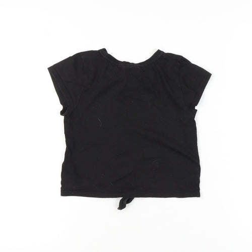 Barbie Girls Black Glitter Logo T-Shirt 9-10 Years Short Sleeve Casual