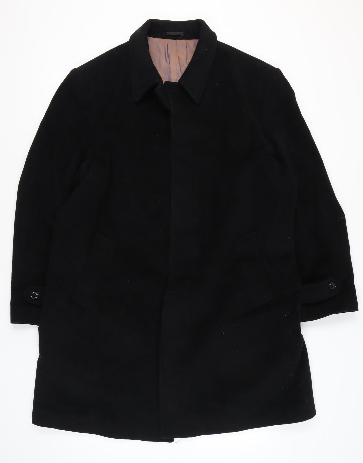 Marks and Spencer Men Black 2XL Wool Cashmere Overcoat