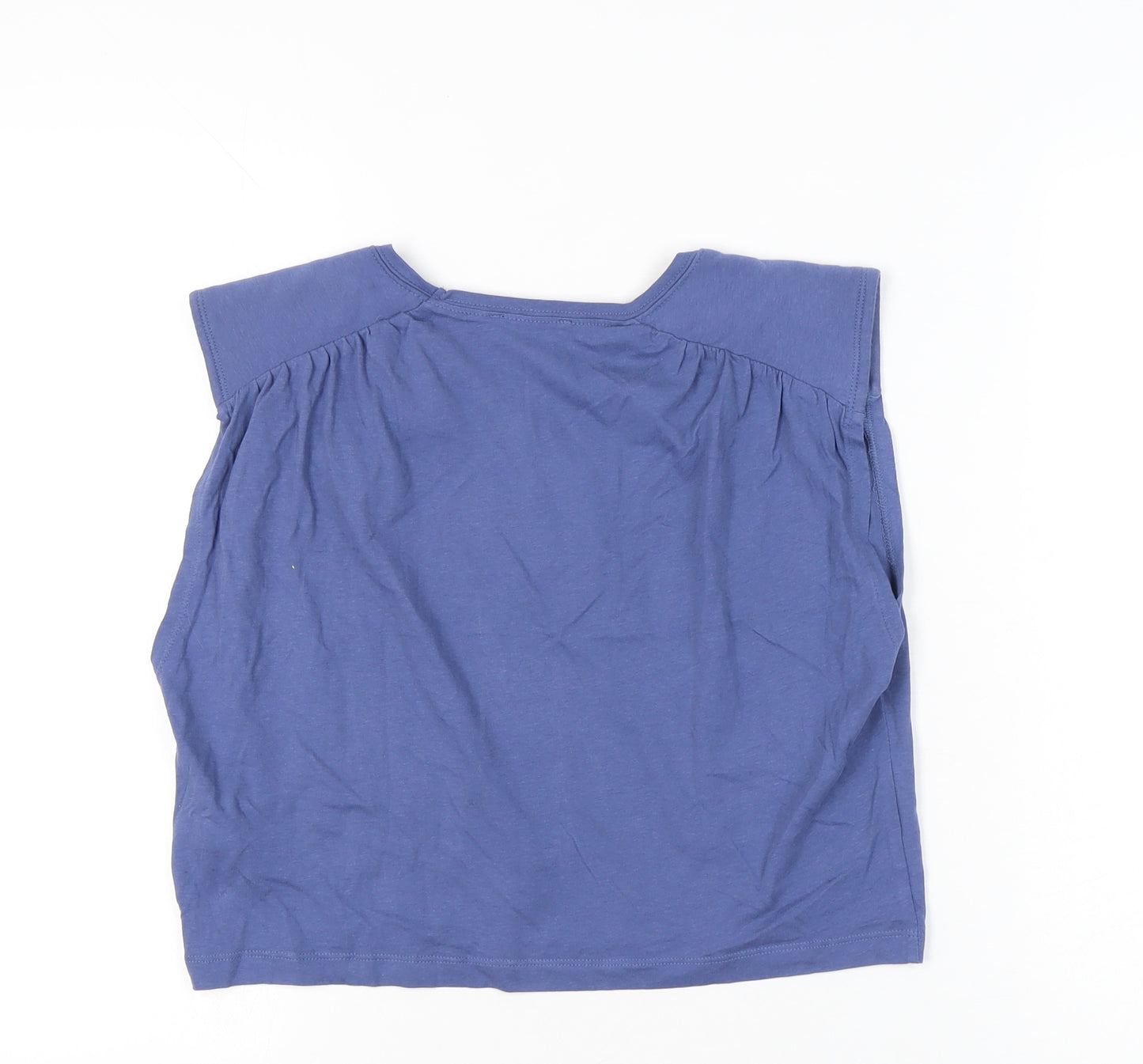 Zara Women Blue Cotton Sleeveless Blouse Size S Casual Summer