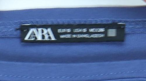 Zara Women Blue Cotton Sleeveless Blouse Size S Casual Summer